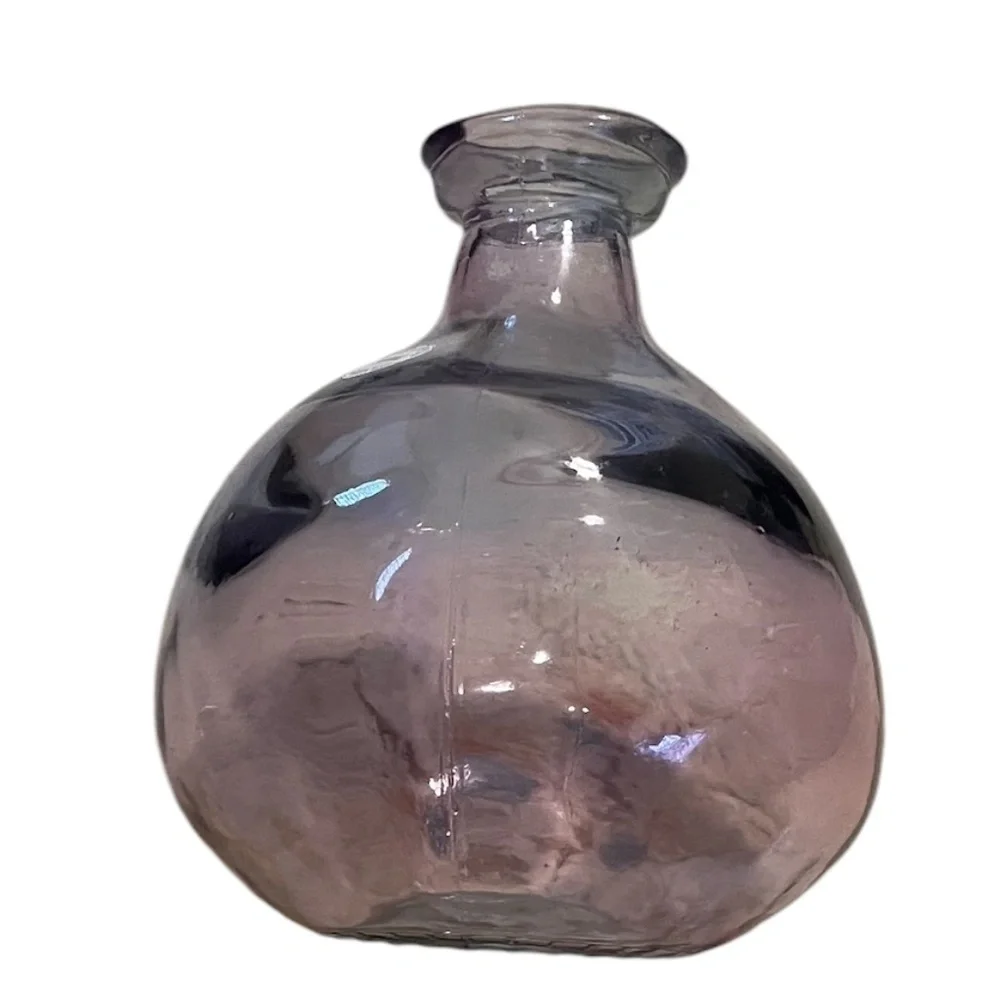Handmade San Miguel 100% Recycled Bubble‎ Pink Glass Vase Spain 9” High